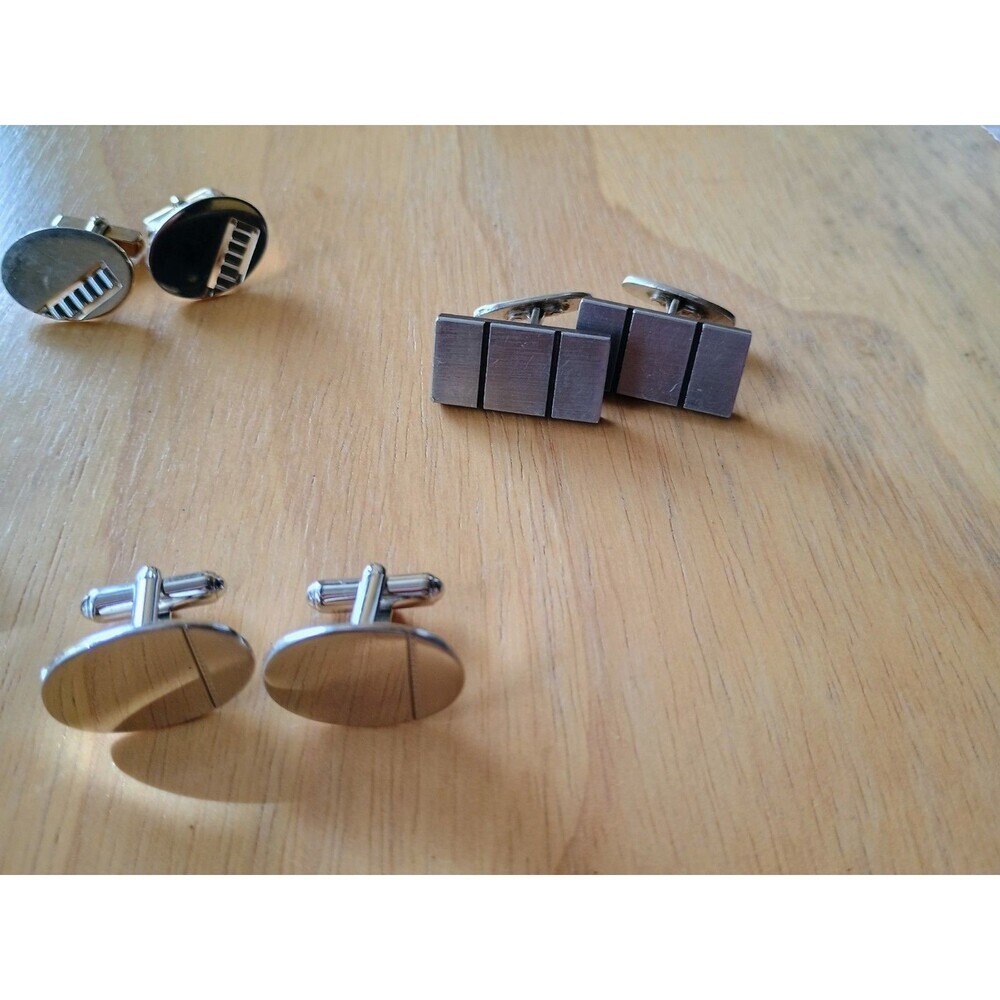 Lot Of 4 Silver And Gold Cufflinks Includes 3 Swank - Picture 3 of 9